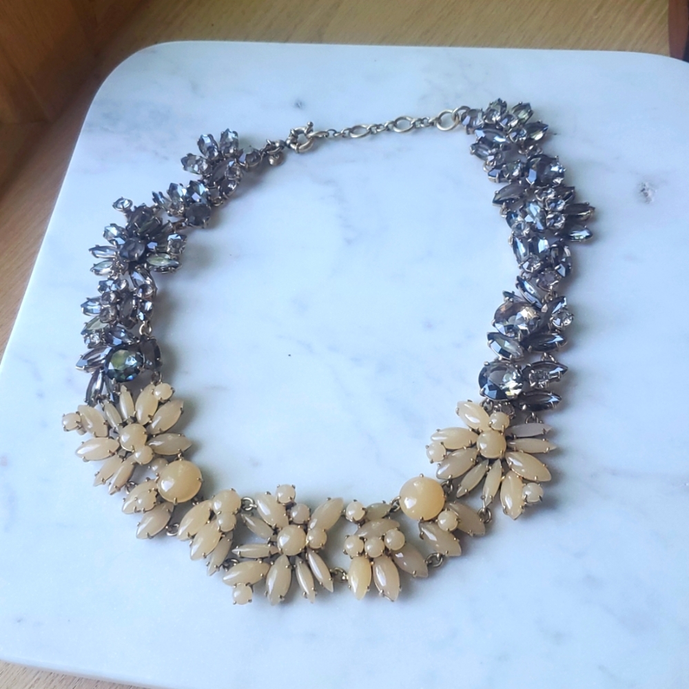J CREW Cluster Prong-set Rhinestone/Crystal CAB Statement Necklace
